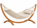 Amaca da giardino 300 x 120 x 110 cm in legno e tessuto beige con supporto autoportante