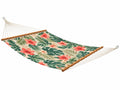 Amaca 300 x 150 cm in tessuto beige verde e rosso con barre in legno - stile tropicale da giardino