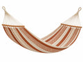 Amaca 200 x 100 cm in cotone beige terracotta con barre in legno - sospesa da giardino