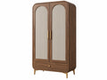 Armadio 100 x 55 x 190 cm in legno marrone con vetro rigato e cassetto stile moderno