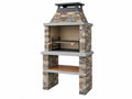 Barbecue in muratura 120x70x220 cm in pietra grigio beige con griglia regolabile per esterni