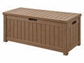 Cassapanca da esterno 120 x 60 x 63 cm in plastica effetto legno marrone con coperchio
