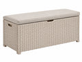 Panca contenitore 120 x 45 x 50 cm in rattan sintetico beige con cuscino per esterno