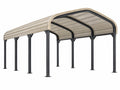 Pensilina per auto 600 x 300 x 270 cm in metallo beige e nero con copertura curva per esterni