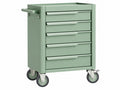 Carrello portautensili 75 x 45 x 95 cm in metallo verde con 5 cassetti e ruote