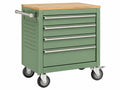 Carrello portautensili 76 x 46 x 91 cm in acciaio verde con piano in legno - cassettiera mobile da officina