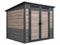 Casetta da giardino 180 x 120 x 200 cm in pannelli effetto legno grigio e struttura nera - deposito esterno con doppia porta